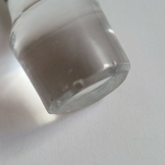 Vtg MCM Glass Decanter Stopper Bottle Topper Clear Gold Button Detail 4.25" Tall - Picture 8 of 12